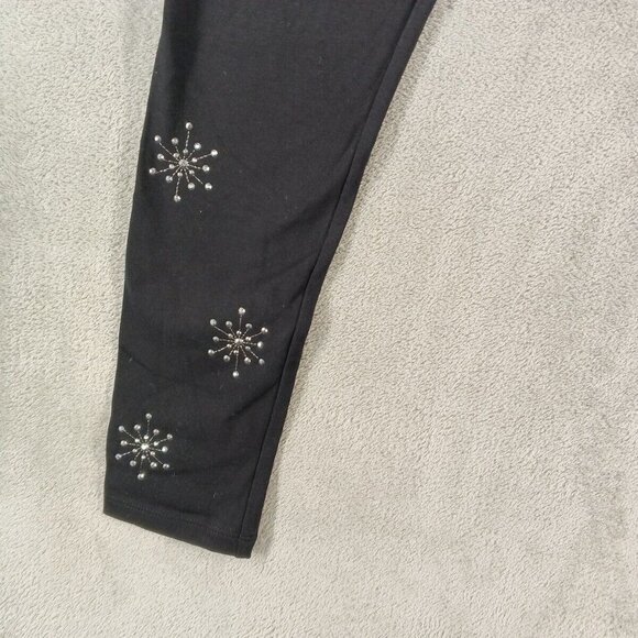 NWT $44 Style&Co Holiday Rhinestone Frost Leggings Size PS Mid-rise Black - Picture 4 of 12